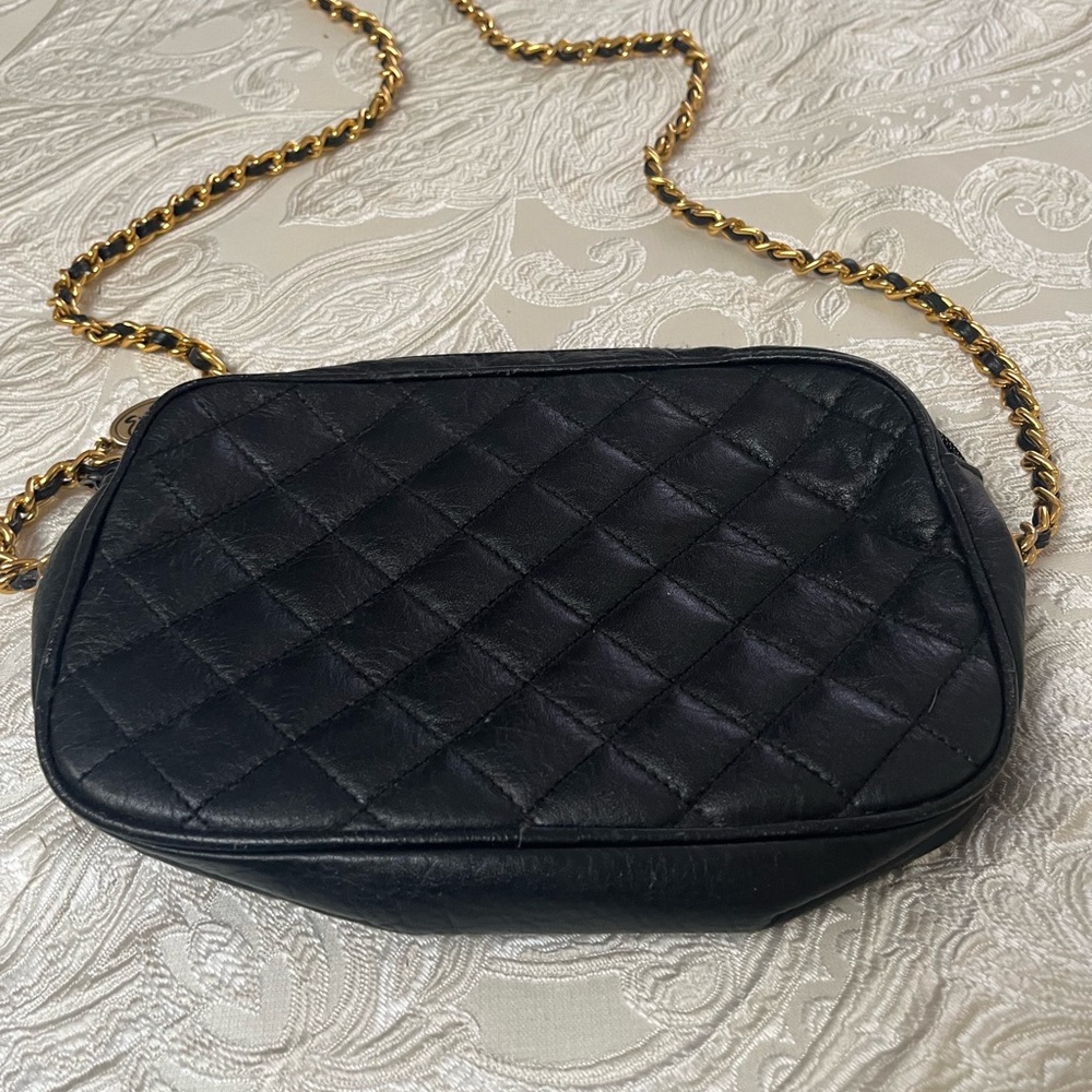 Black Quilted Leather Chain Bag